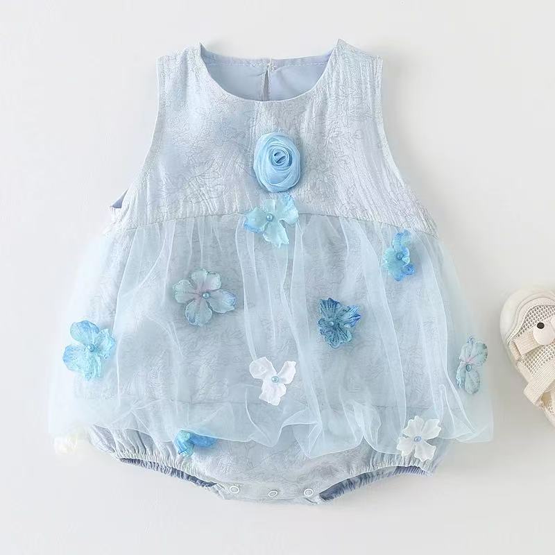 Baby full month, 100-day celebration, first birthday red dress, princess style, summer lightweight romper dress, stylish outfit for young female babies