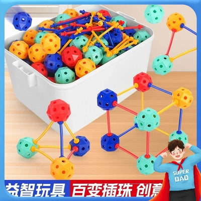 Spatial geometry builder - children's diy creative interlocking puzzle, shape recognition educational toy, hands-on skills development, versatile bead maze