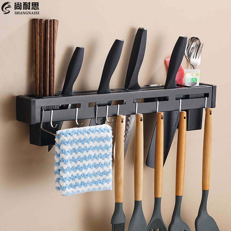 Stainless steel knife holder, chopstick cartridge, multi-functional tool storage rack, wall-mounted kitchen hanger, no punching,  direct sales