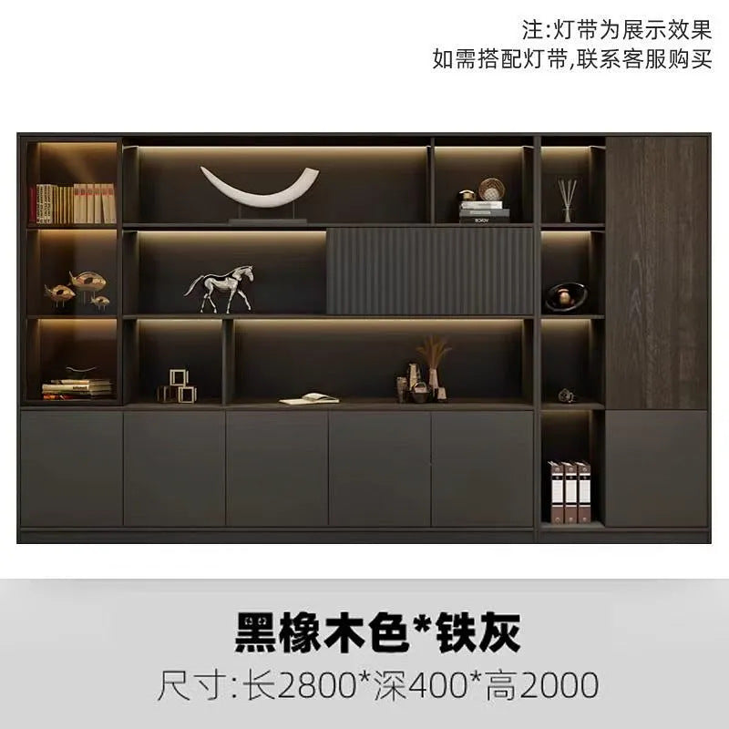 Office bookcase boss background cabinet file cabinet wooden information cabinet storage storage wall floor cabinet