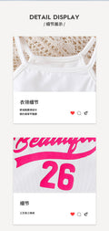girls' cheerleading outfit set - pink pleated skirt with letter print tank top - performance costume, two-piece activewear for kids