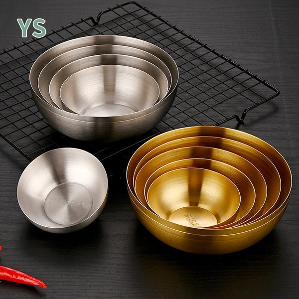 Rice bowl, ten packs of Korean tableware, stainless steel rice bowl, flat mouth bowl, soup bowl, salad bowl, stainless steel bowl