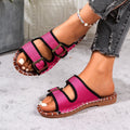 Women's new summer plus size bohemian metal buckle flat sandals & slippers for cross-border e-commerce