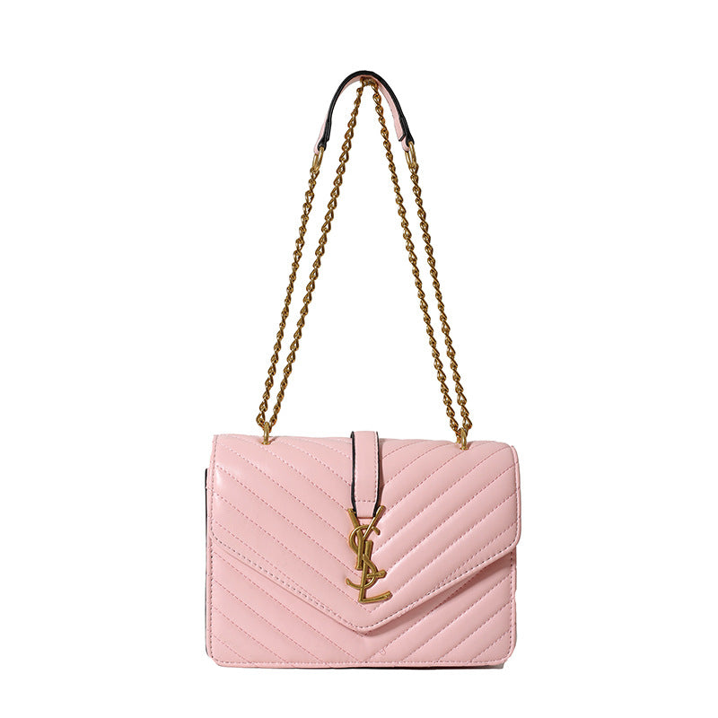 Fashion gold fashion women's bag 2025new arrival chain crossbody small square bag cover bag double compartment patent leather patent leather bag