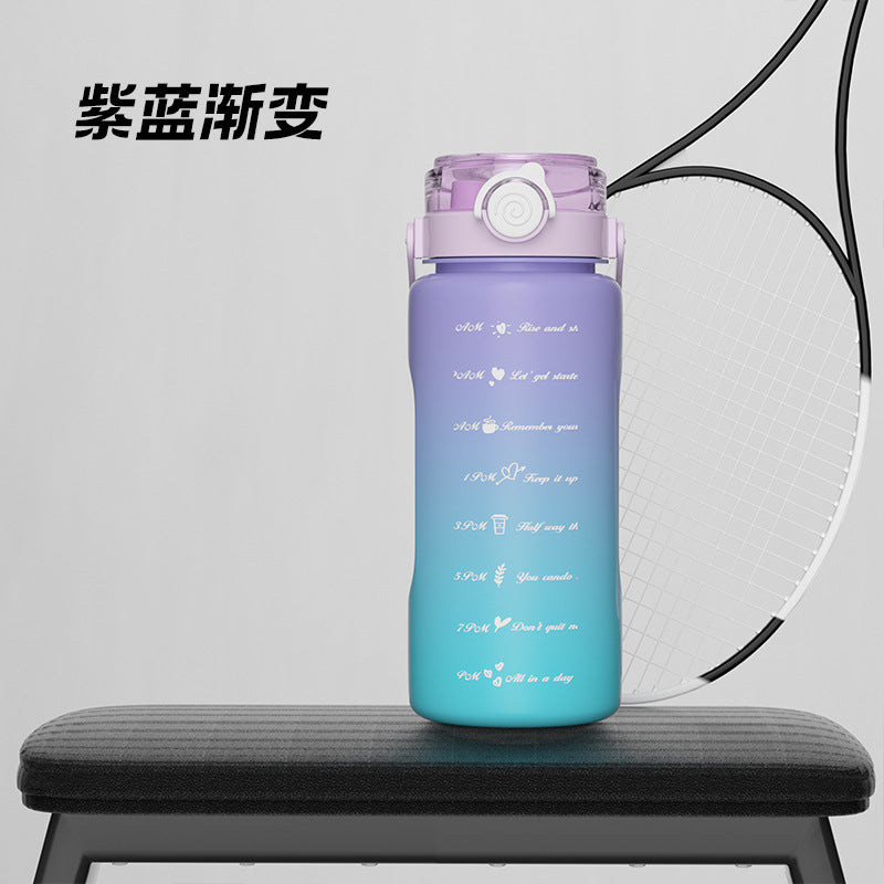 Double drinking large capacity water cup kettle sports 2000ml scale plastic straw cup high temperature resistant water bottle for men and women