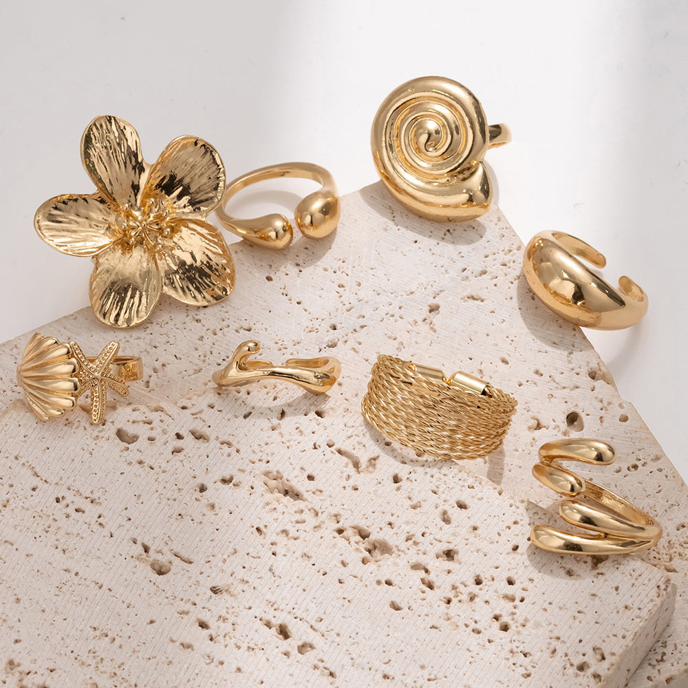jewelry wholesale, european and american style, ocean-themed starfish ring set, beach vacation style, accessible luxury, high-end hand jewelry
