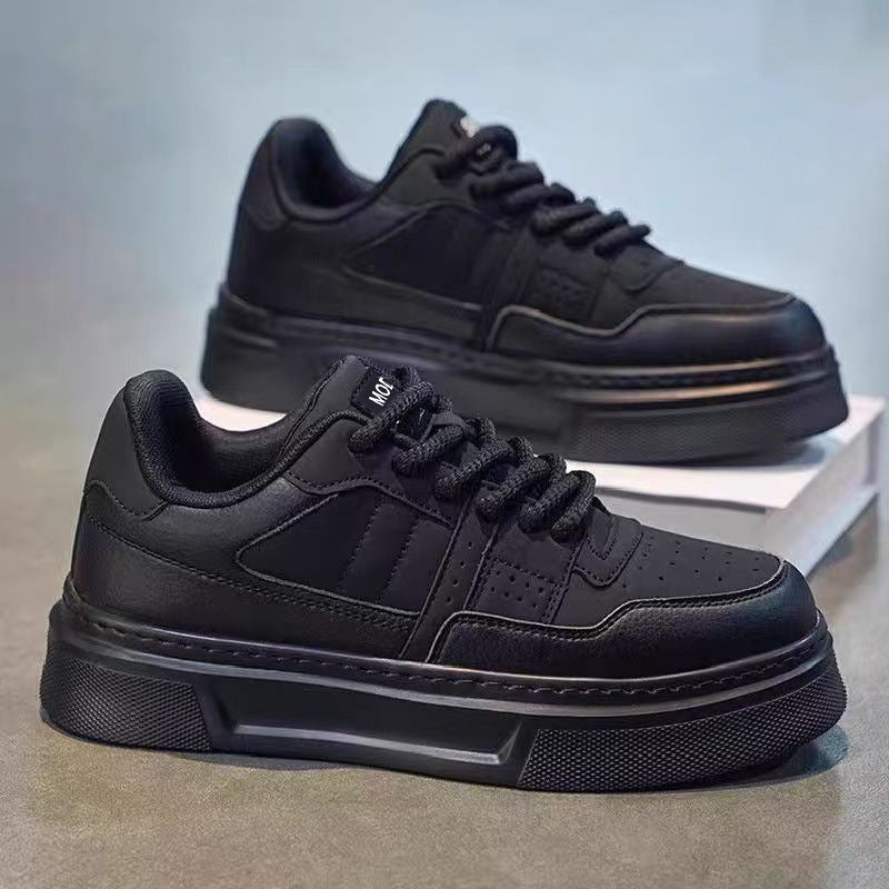 2026 men's spring premium low-top casual sneakers: versatile, thick-soled, height-increasing leather white shoes for men