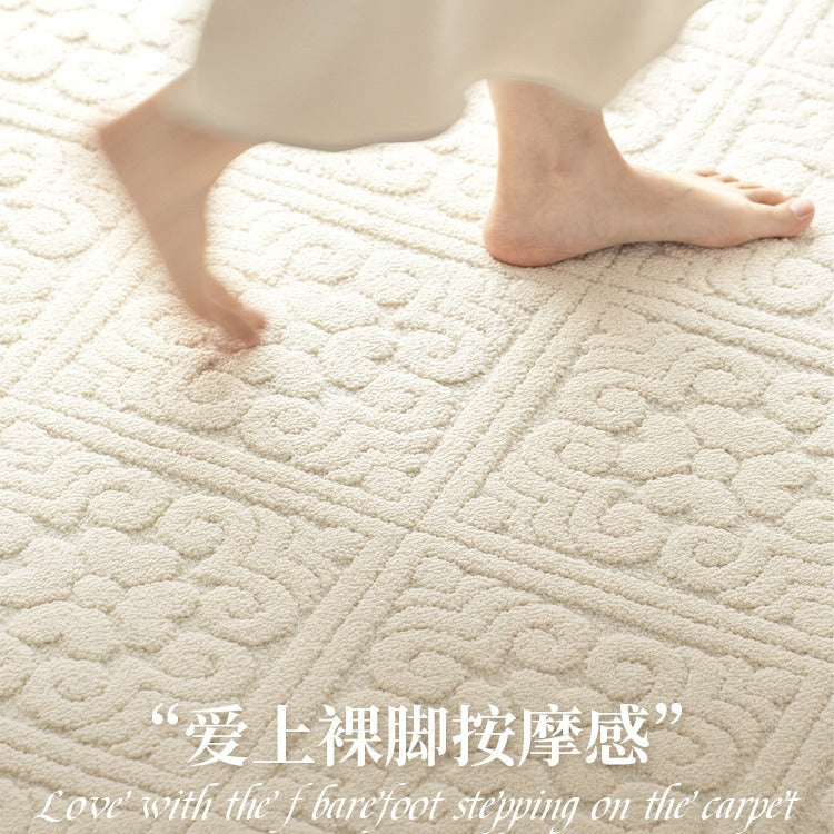 Diatom silk rug - new living room & bedroom bedside mat - waterproof, stain-resistant, wipeable, premium cream style, durable floor mat