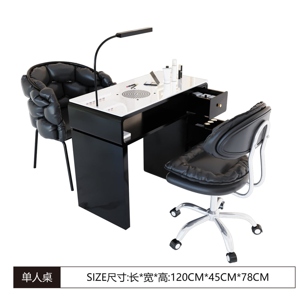 New arrival marble widened 45 porcelain surface manicure table and chair suit economical single and double multi-functional odor-free carbon steel paint