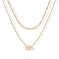 New arrival cross-border fashion easiest for match digital luxury necklace 14k gold-plated angel digital pendant women's layered necklace