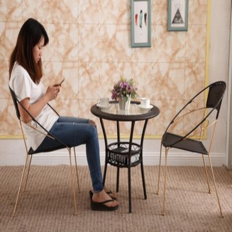 Backrest chair tea armchair rattan circle chair single balcony combination rattan chair table chair stool for homecasual iron art