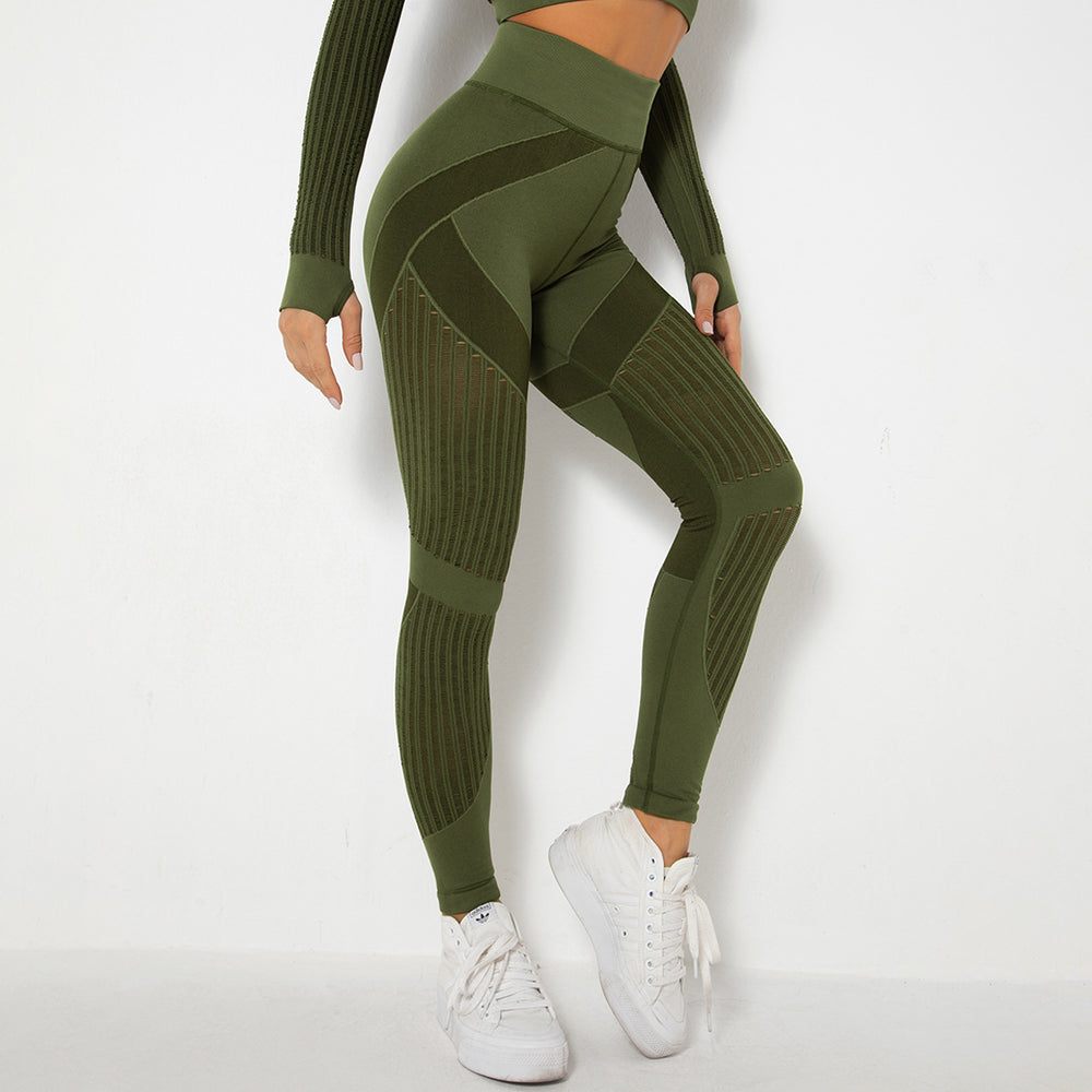 new arrival seamless knitting quick-drying cut out yoga fitness pants high waist butt lift tight sports yoga pants in stock