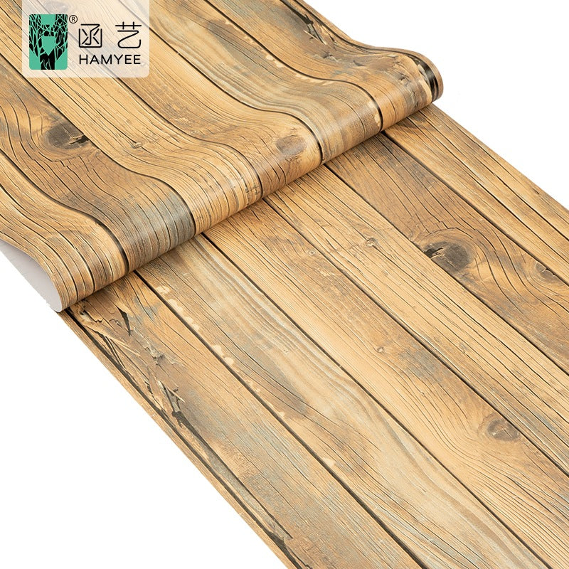 Cross-border exclusive wallpaper self-adhesive waterproof imitation wood grain pvc cabinet tables and chairs seamless furniture transformation sticker instant sticker