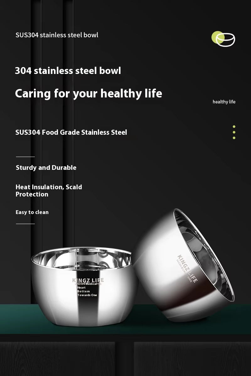Thickened stainless steel double-layer soup bowl - heat-resistant & insulated stainless steel tableware - kitchen utensils in stock