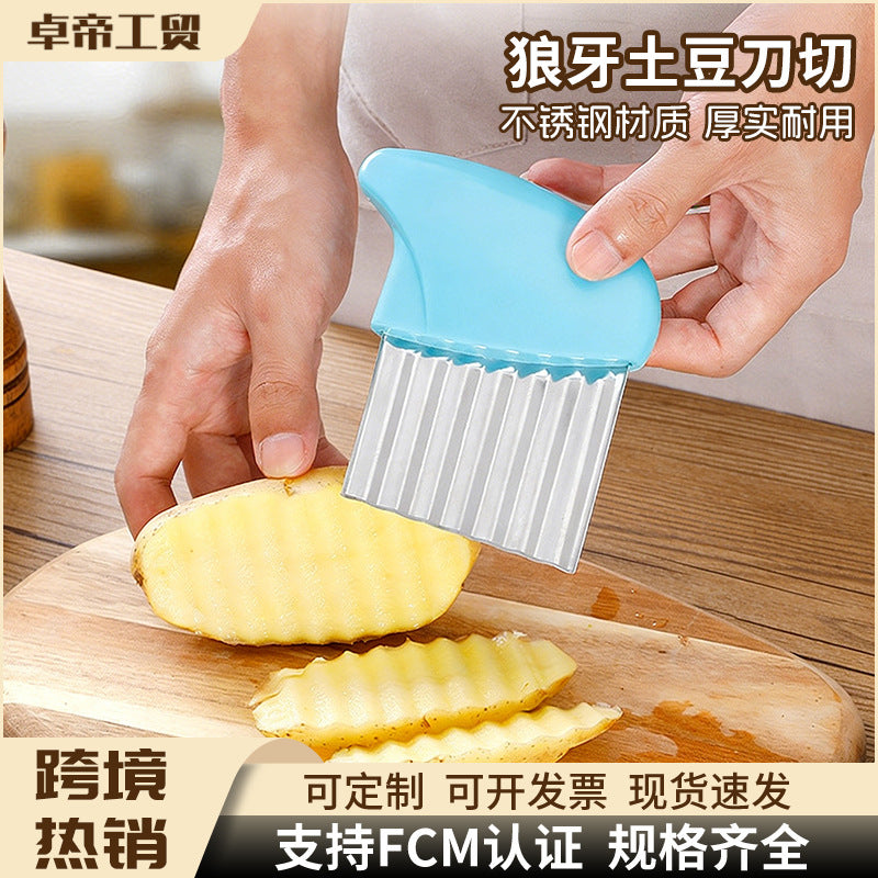 hot-selling wave multi-functional kitchen knife stainless steel french fries wolf tooth potato knife potato slicer potato cutter