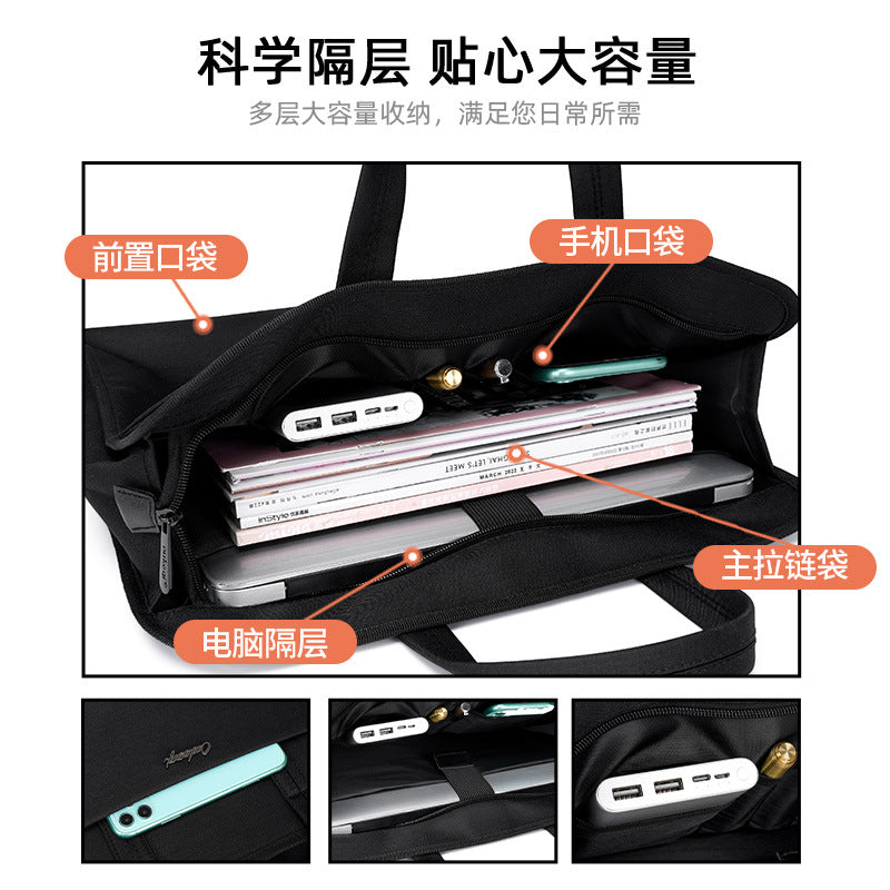 Large capacity business briefcase waterproof document bag conference folder oxford cloth file bag with custom logo printing