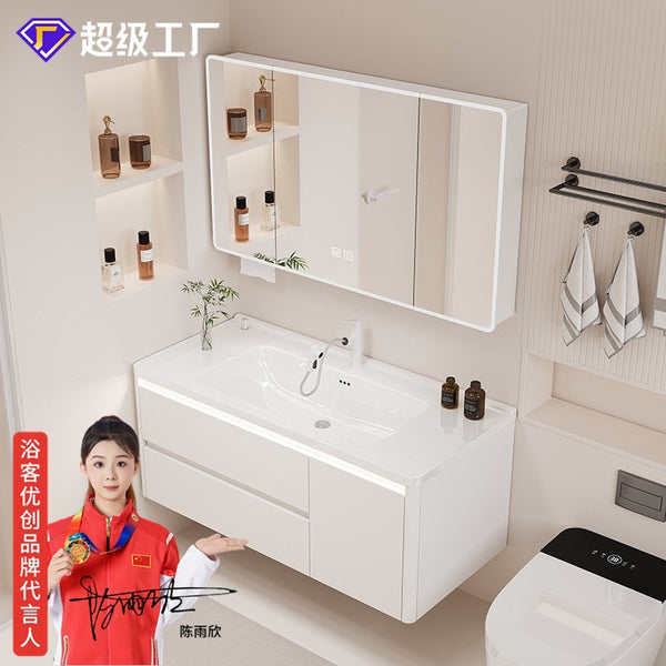 Taiwan controlled launching bathroom cabinet ceramic integrated basin toilet drawer induction bathroom cabinet combination washbasin honeycomb aluminum
