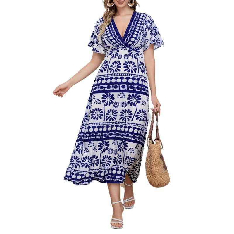 listing: new  women's original casual v-neck geometric print dress