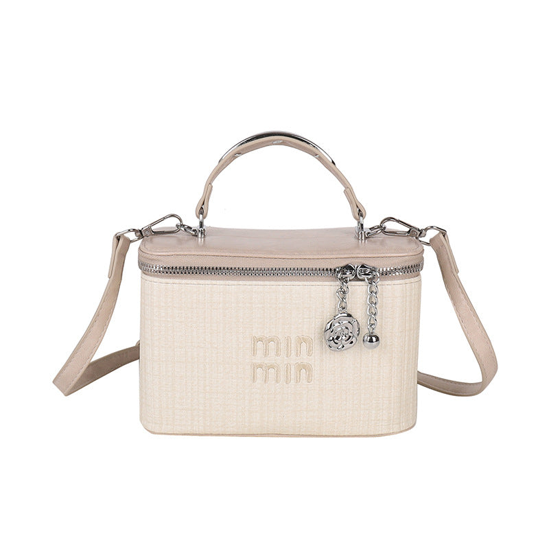 Cross-border niche striped casual box bag women's summer fashion commuter handbag Korean version retro versatile messenger bag