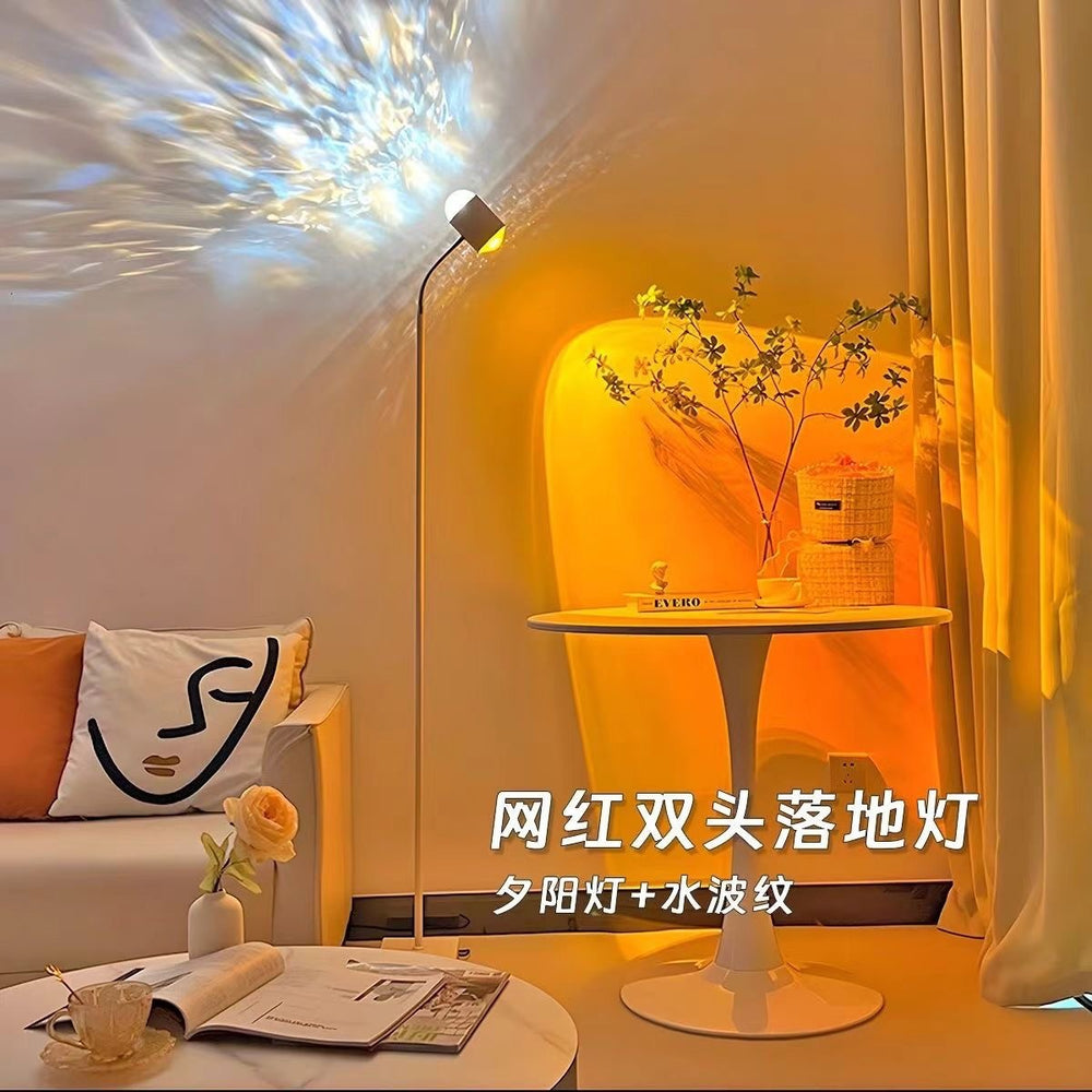 Double-headed water ripple atmosphere lamp, popular sunset lamp, table lamp, floor lamp, living room live broadcast room background sunset lamp