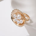 European and american cross-border hot-selling faux pearl open ring - fashionable, creative geometric ocean-themed seashell adjustable jewelry