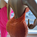 European and american style spaghetti strap dress - women's foreign trade nightclub party sequin collar ruched bodycon mini dress