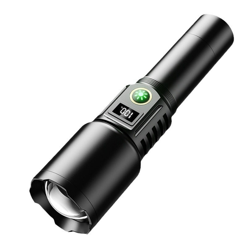 Cross-border new strong light white laser wick charging multi-function telescopic zoom remote focus outdoor lighting flashlight