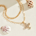 Wholesale necklace accessories: cross pendant with full diamond setting, versatile layering sweater necklace for women - cross-border luxury style
