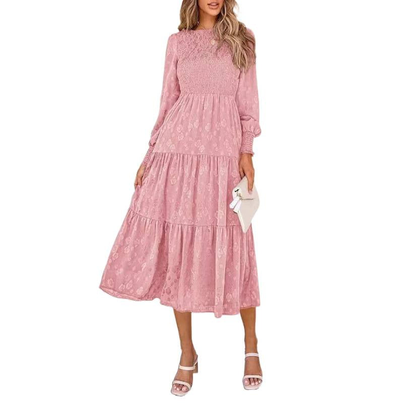Amazon fashion elegant floral long sleeve dress women's  spring new arrival - graceful and flowy