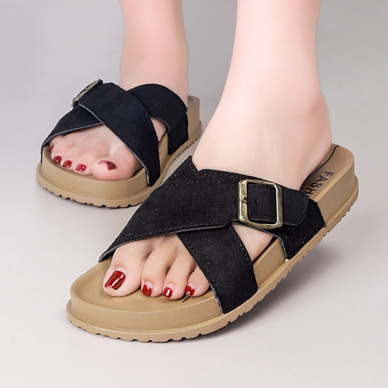 2026 new french retro platform crossover strap french chic sandals & slippers - summer women's outerwear fashion export