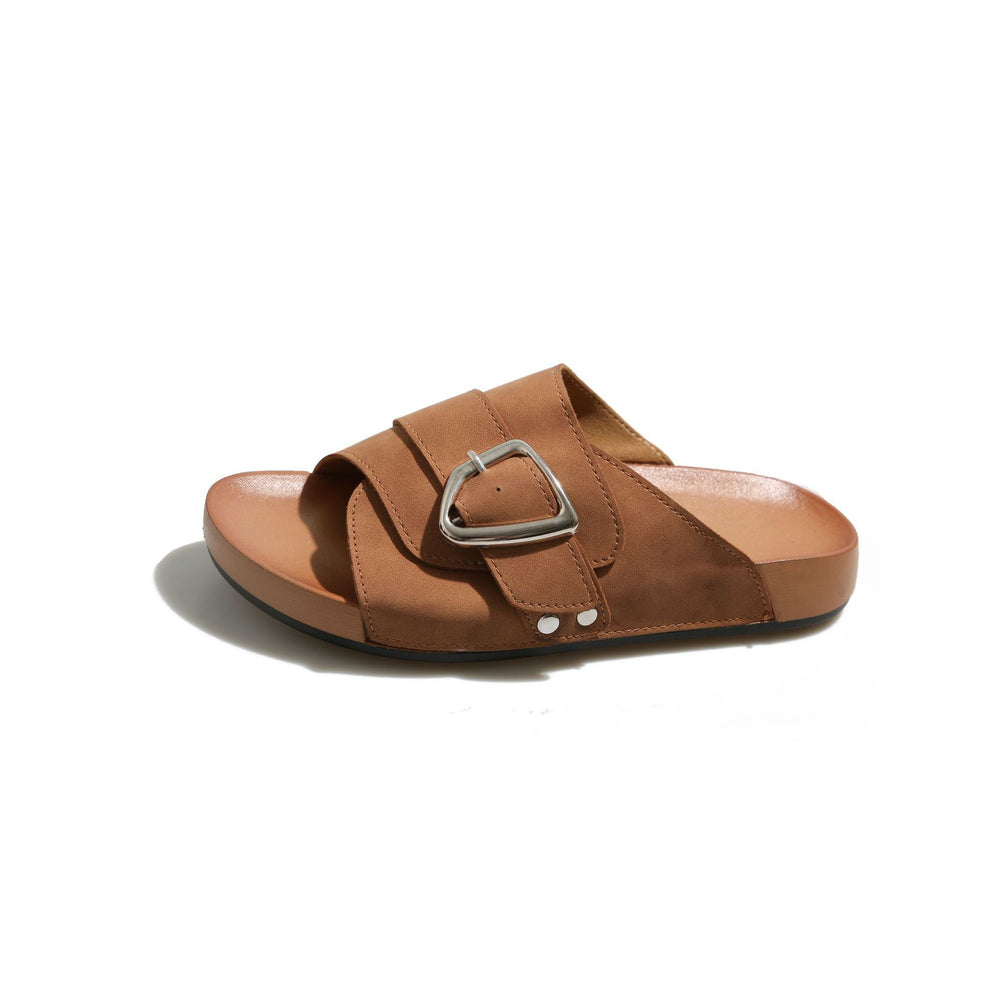 2025 new french retro chunky sole single buckle french sandals & slippers - summer outdoor wear, unisex, export quality