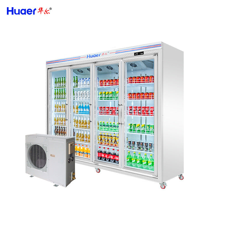 Huaer commercial refrigerator beverage display cabinet convenience store large capacity fresh-keeping refrigerator four-door separates machine freezer