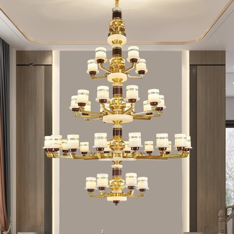 For home house classy chandelier natural jade duplex new lamp zhongshan full copper ancient town new chinoiserie marble