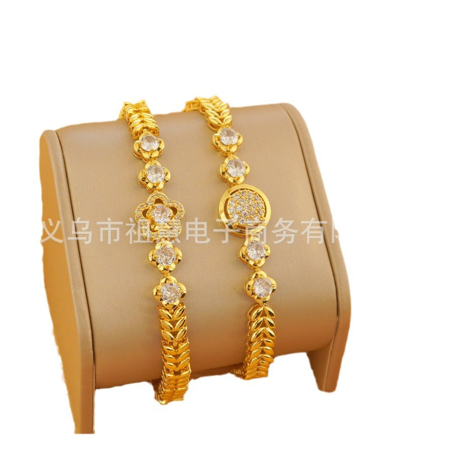 1pcs middle eastern inspired fashion trend plum blossom circle leaf bracelet charm bridal wedding birthday party gift