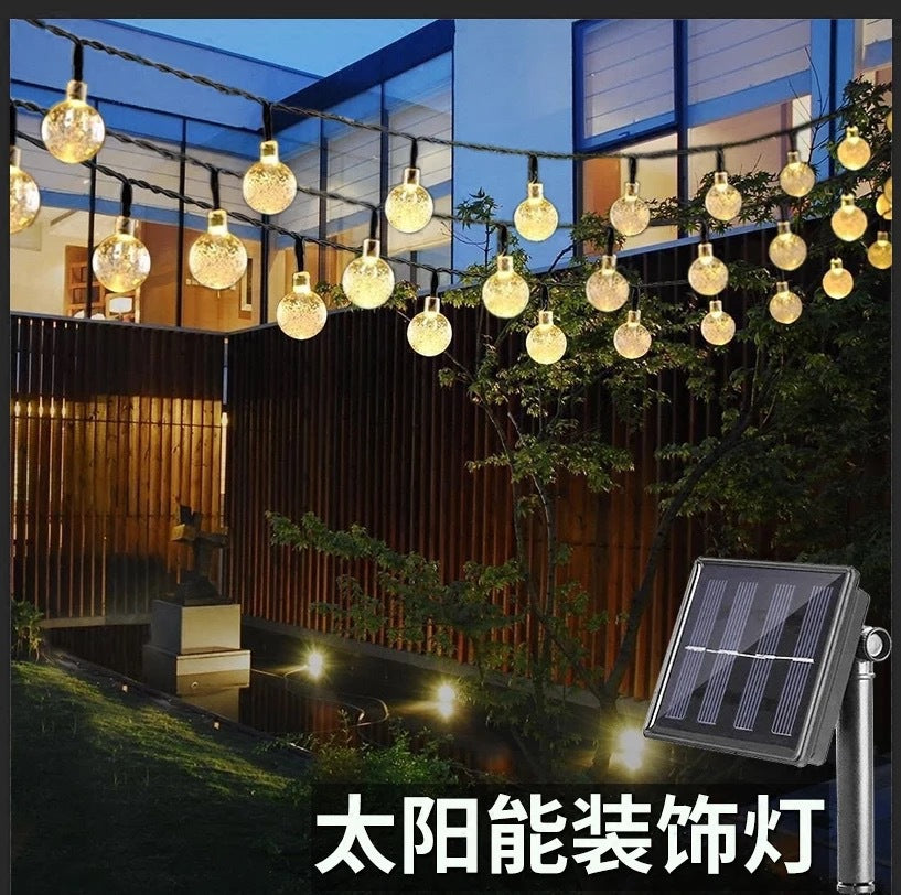 Bubble ball solar light string outdoor ambient light led string light waterproof camping courtyard decoration crystal ball lights