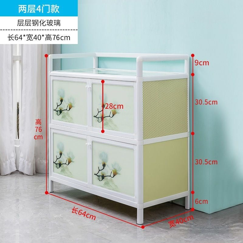 Aluminum alloy cupboard for home kitchen cabinet simple multi-functional stainless steel locker multi-layer stove storage cabinet box