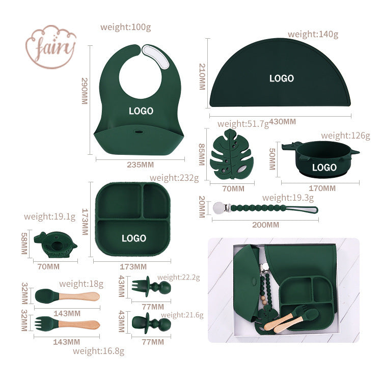 Children's silicone tableware Customized anti-drop baby complementary food Children's tableware Food grade silicone baby tableware set