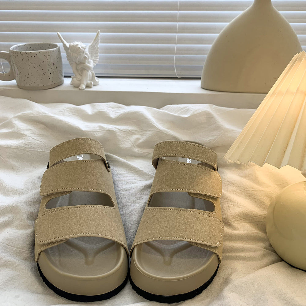 Thick sole birkenstock sandals women's outwear 2026 spring summer new open toe roman sandals easiest for match skirt half slippers