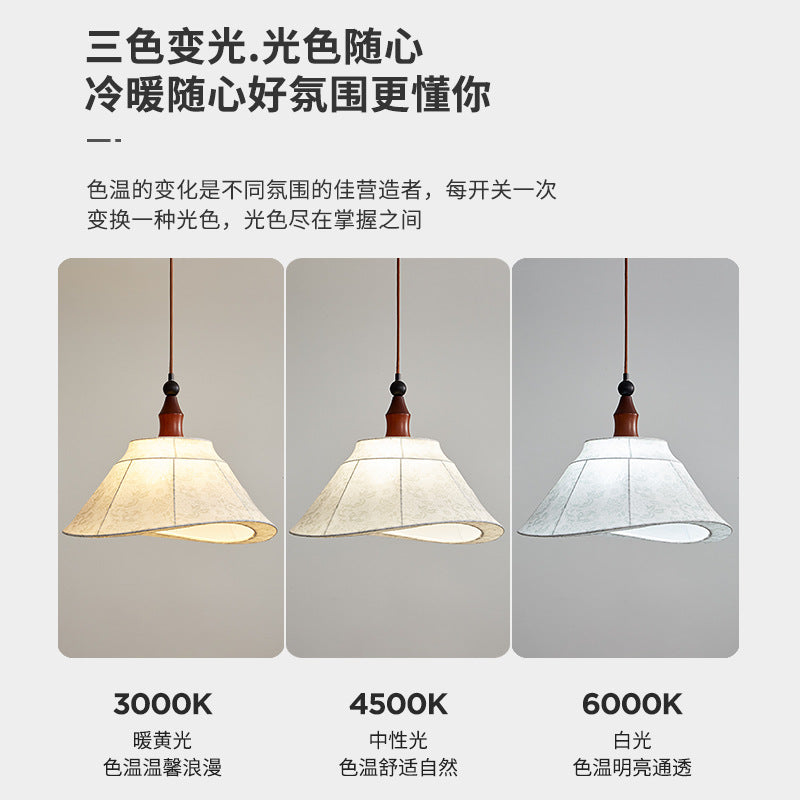 Walnut French medieval bedroom living room small chandelier retro Nanyang walnut high-end fabric printing chandelier