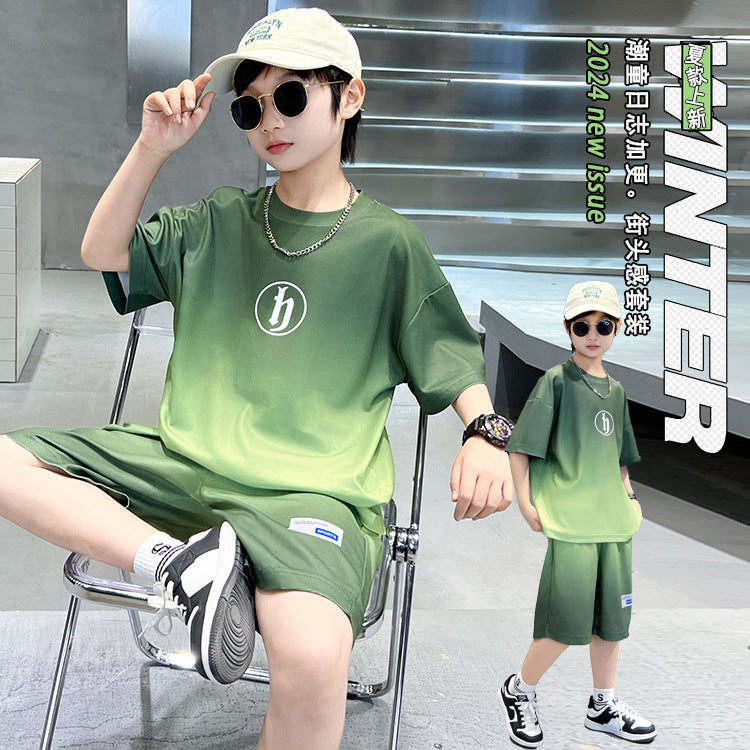 Boys' summer outfit set: new  styles for mid-to-large children - lightweight, short-sleeved, stylish summer clothes for boys, perfect for making a statement