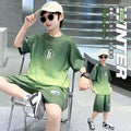Boys' summer outfit set: new  styles for mid-to-large children - lightweight, short-sleeved, stylish summer clothes for boys, perfect for making a statement