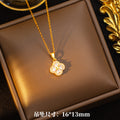 X-01-27 [titanium steel chain copper inlaid zirconium pendant]