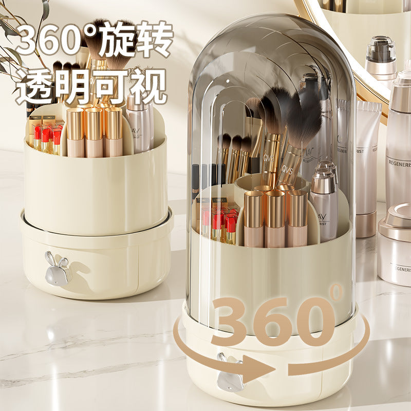 Makeup brush, lipstick storage cylinder, desktop, premium sense, rotating storage box, drawer type, vanity table, dust-proof storage box.