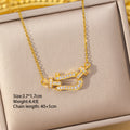 [copper inlaid with zirconium] luxurious full diamond horseshoe buckle titanium steel necklace for women, versatile niche accessible luxury high-end clavicle chain jewelry