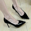 Black stiletto heels - women's pointed-toe pumps, red sole patent leather, sexy professional work shoes - new spring/autumn 2024 collection
