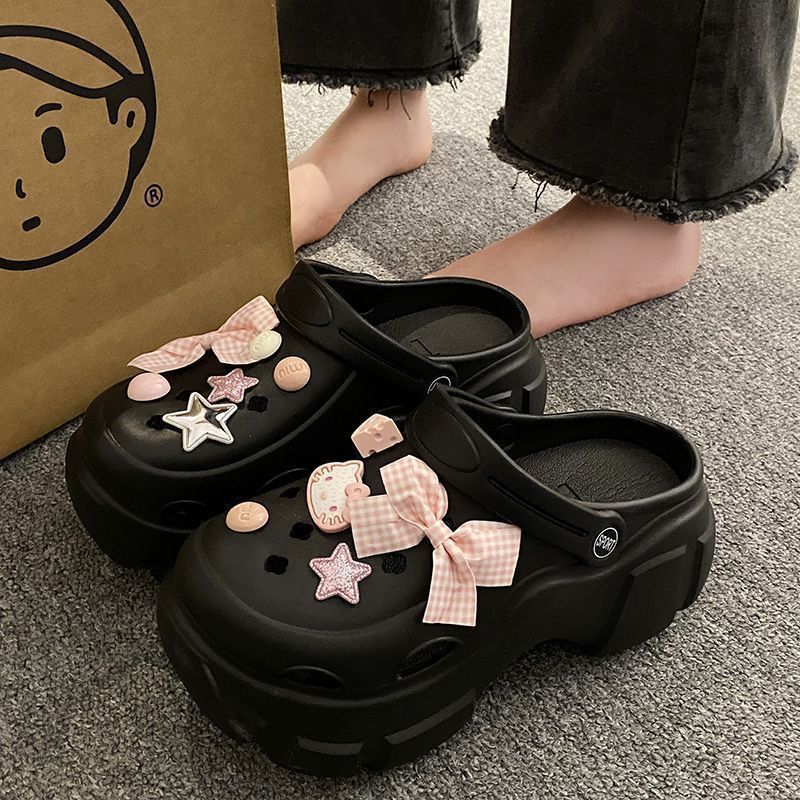 Thick sole crocs women's slippers summernew arrivaltrendy home outdoor heightenednon-slipboutiqueins beach sandals