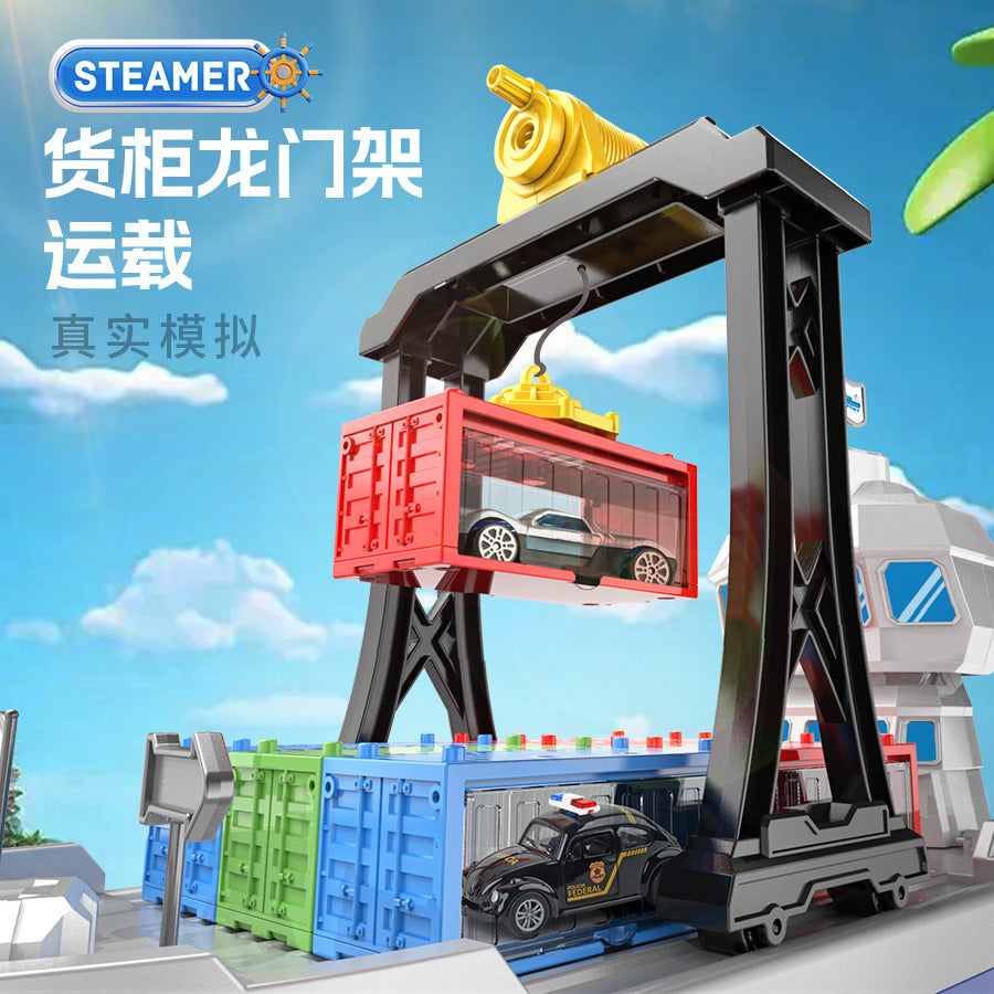 new giant cargo ship children's alloy car container set storage toys large ship model wholesale