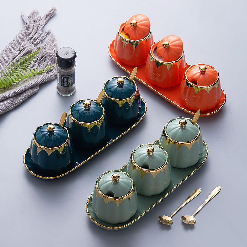 Luxury ceramic spice jar set for kitchen - creative home seasoning container set, salt shaker wholesale