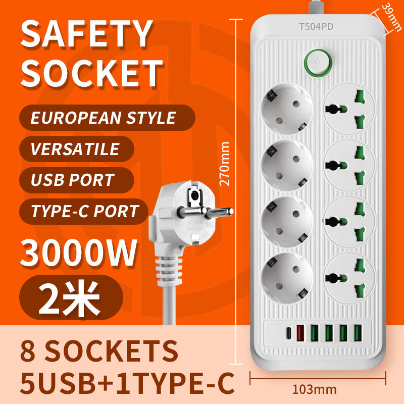European power strip, european standard wiring, russian, german, korean round european standard switch, for home socket, multiple usb