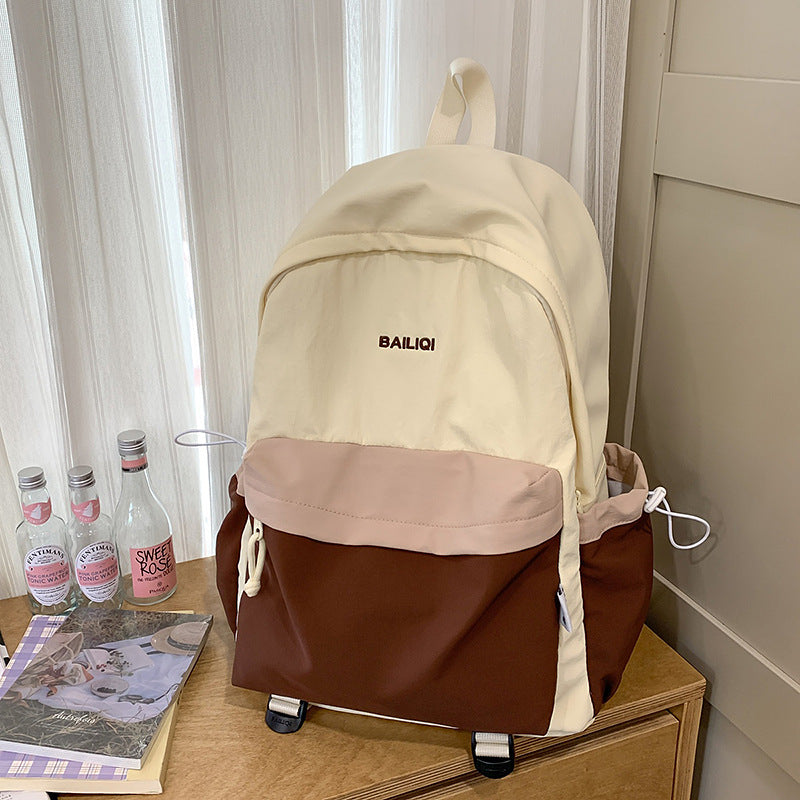 Printed color block backpack - women's college & high school style - harajuku fashion - 2025 new arrival - versatile travel backpack